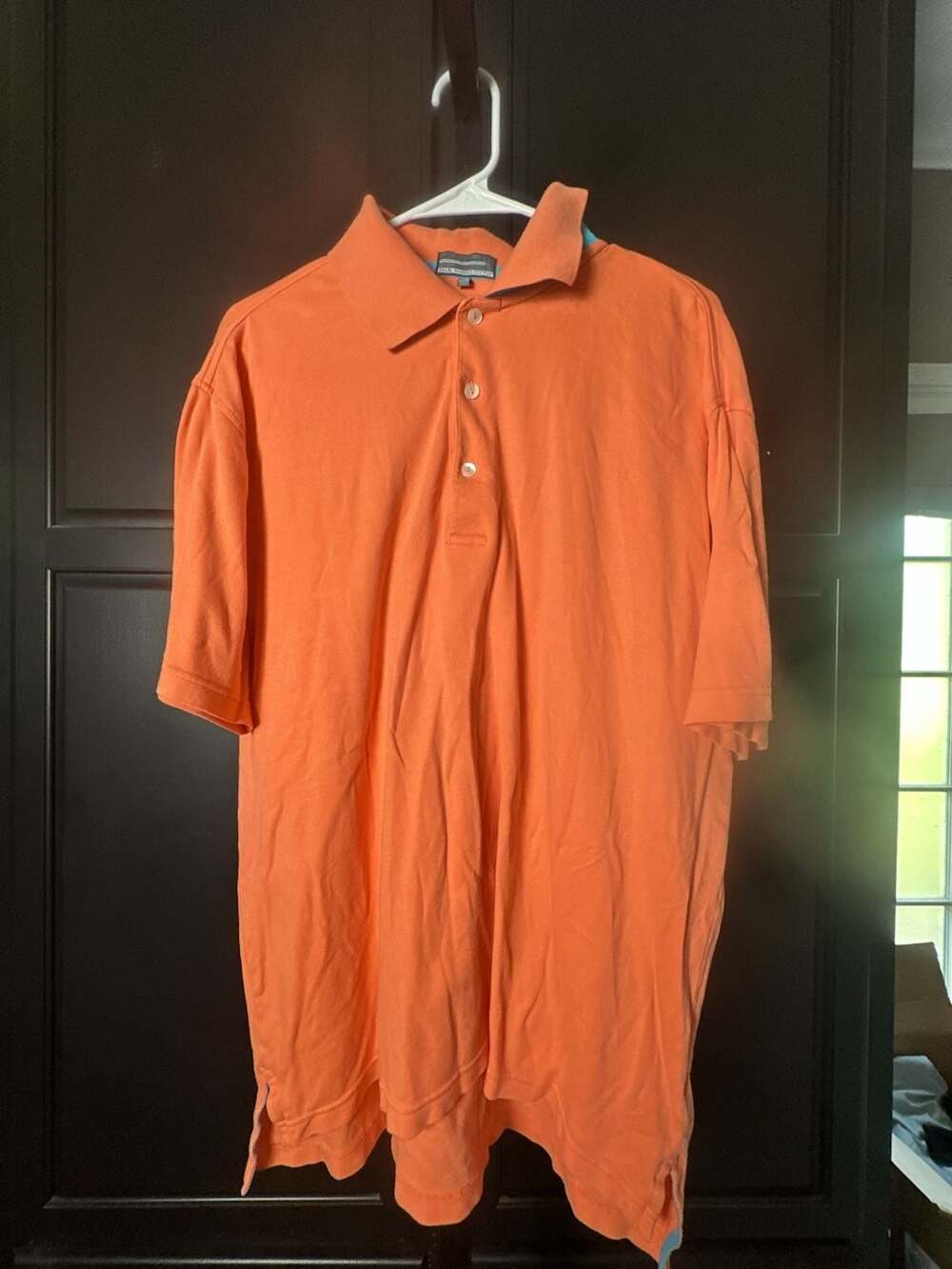 Alan Flusser Golf Pearl Washed Cotton Orange Polo Shirt#655